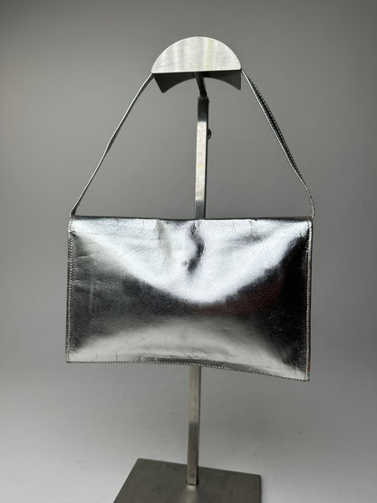 Vintage Courreges Leather Baguette Bag Silver