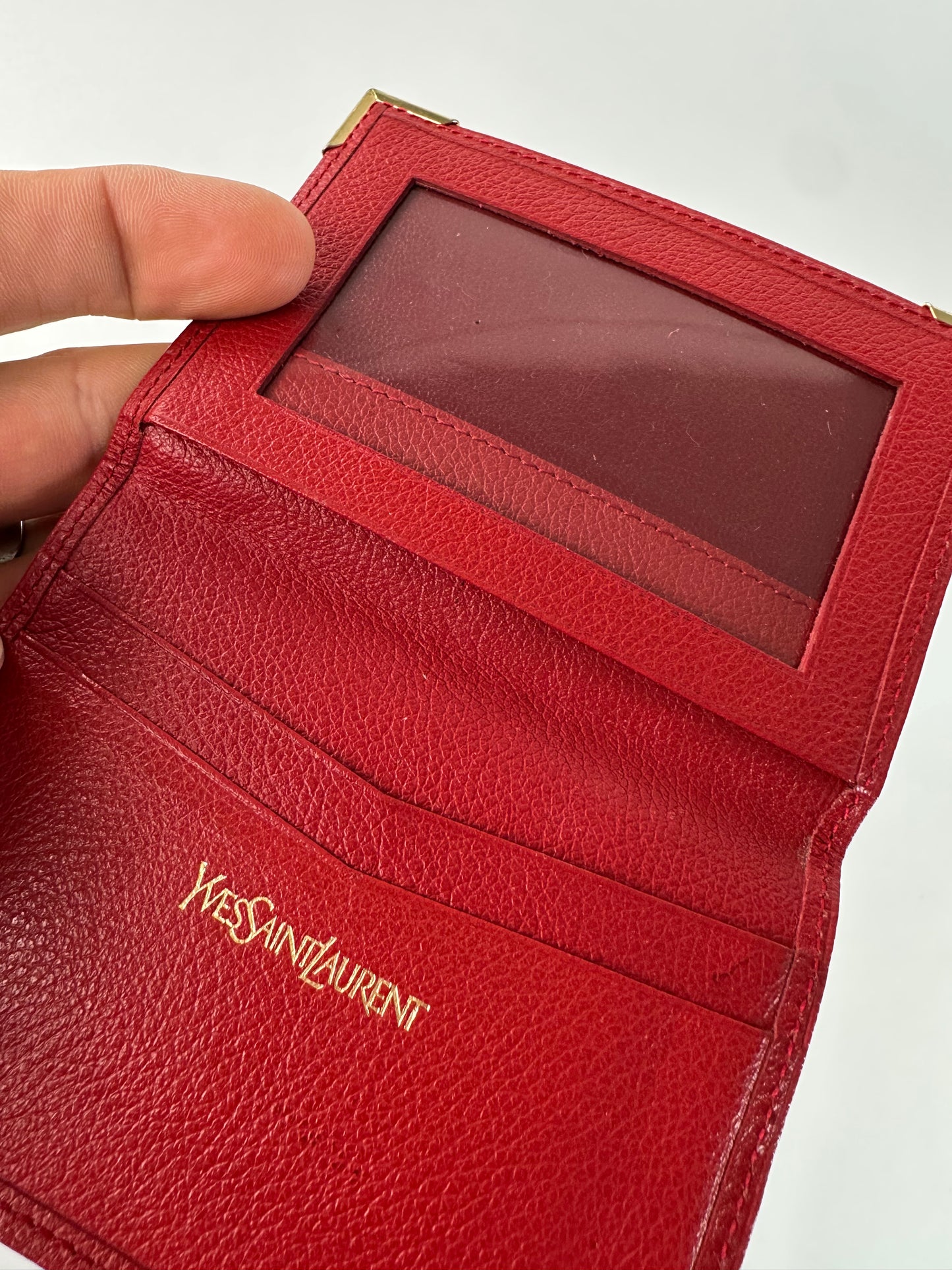 Vintage Yves Saint Laurent Bifold Cardholder Leather Red
