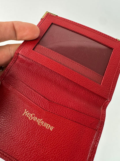 Vintage Yves Saint Laurent Bifold Cardholder Leather Red