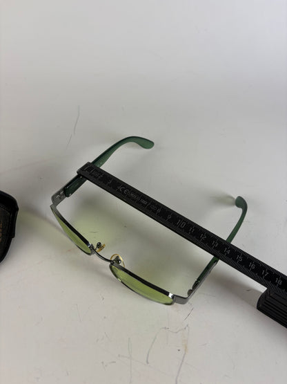 Vintage Fendi Logo Sunglasses Green Yellow Silver