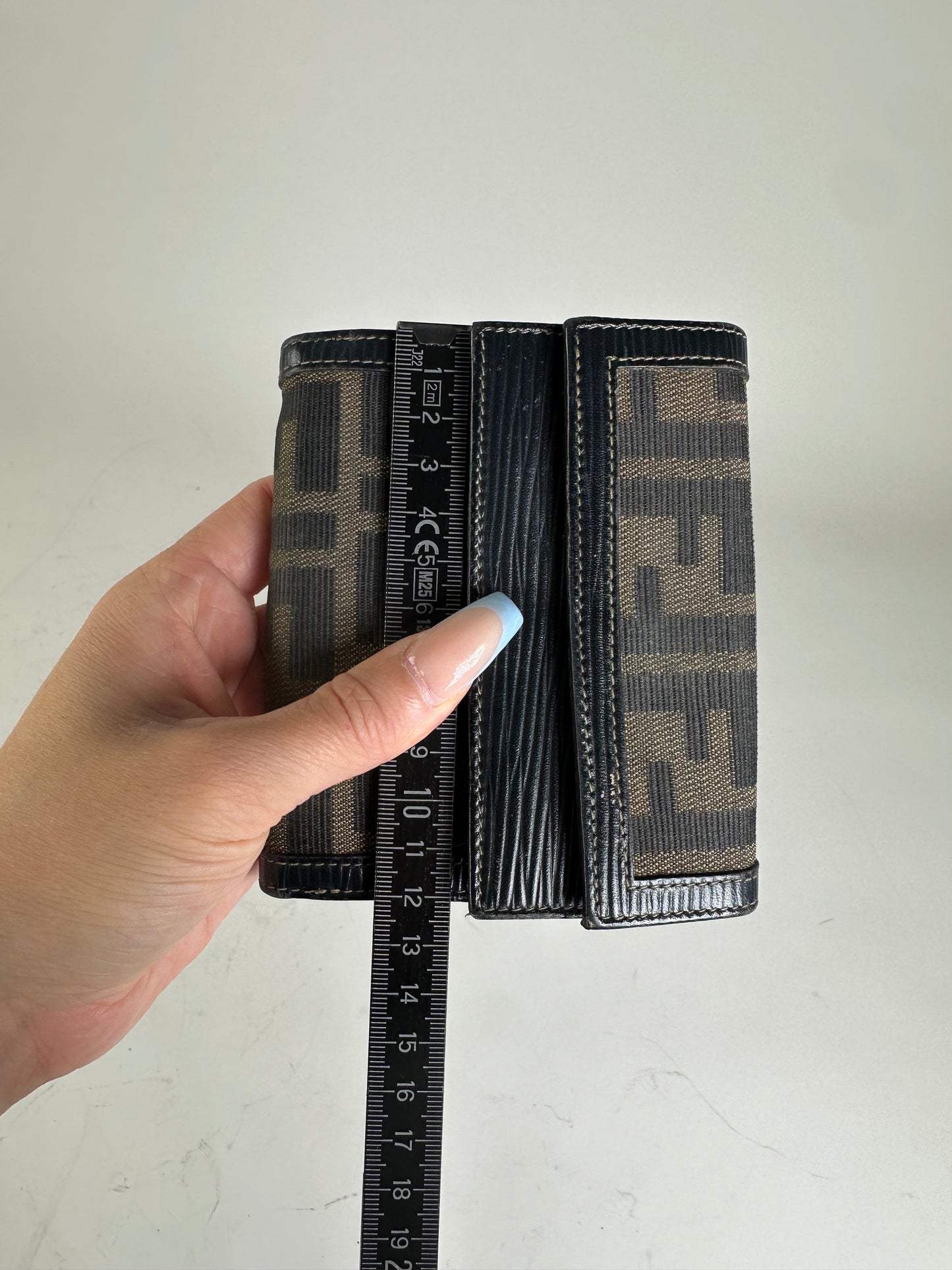 Vintage Fendi FF Monogram Canvas Wallet Brown Black