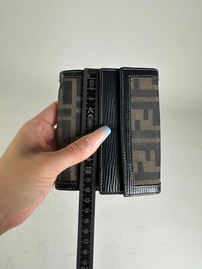Vintage Fendi FF Monogram Canvas Wallet Brown Black