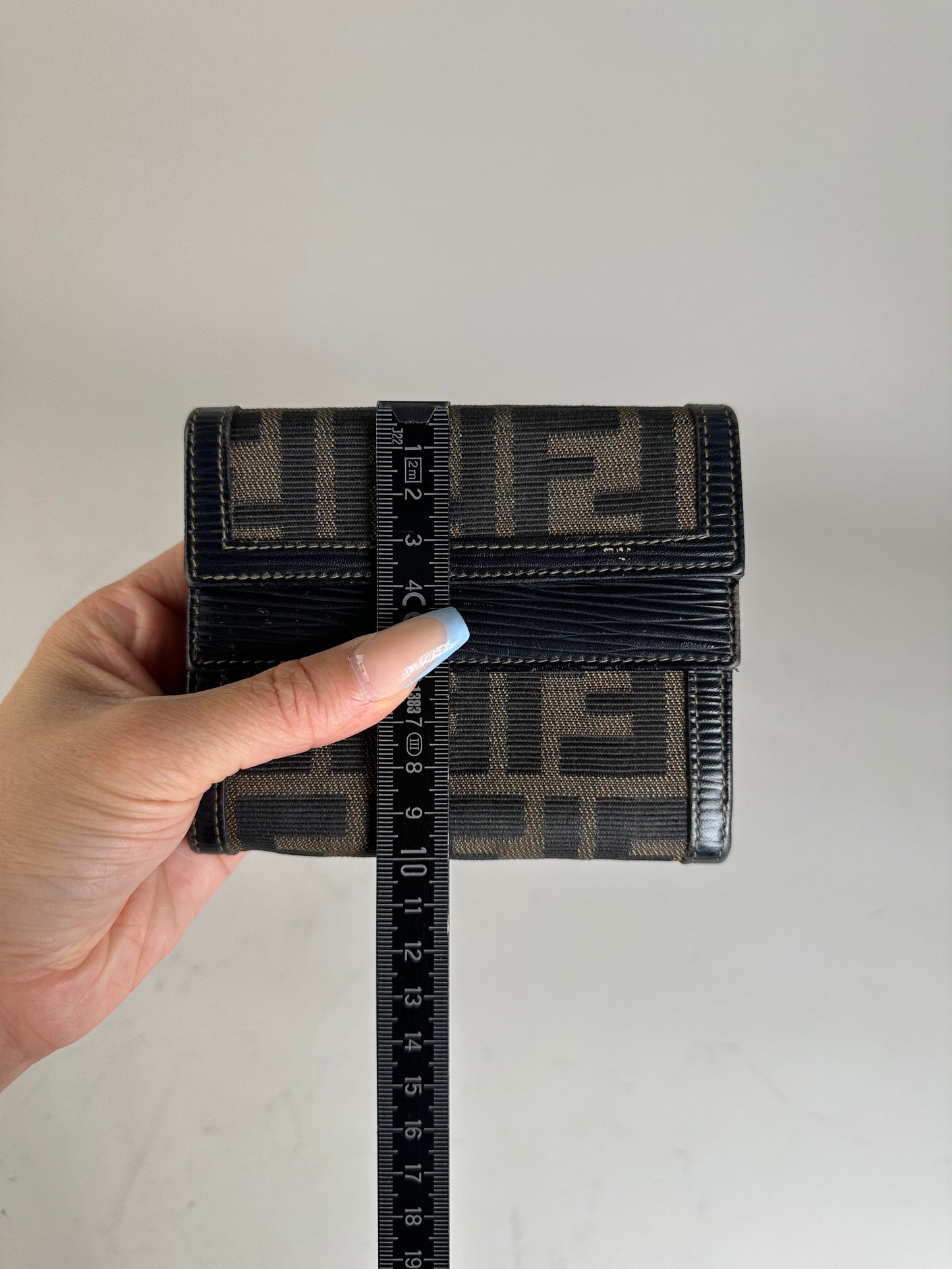 Vintage Fendi FF Monogram Canvas Wallet Brown Black