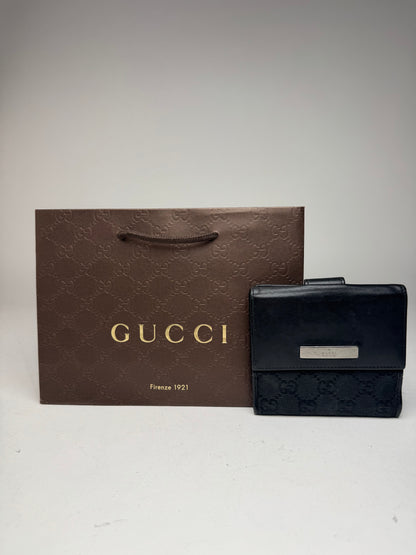 Vintage Gucci Leather Monogram Wallet black