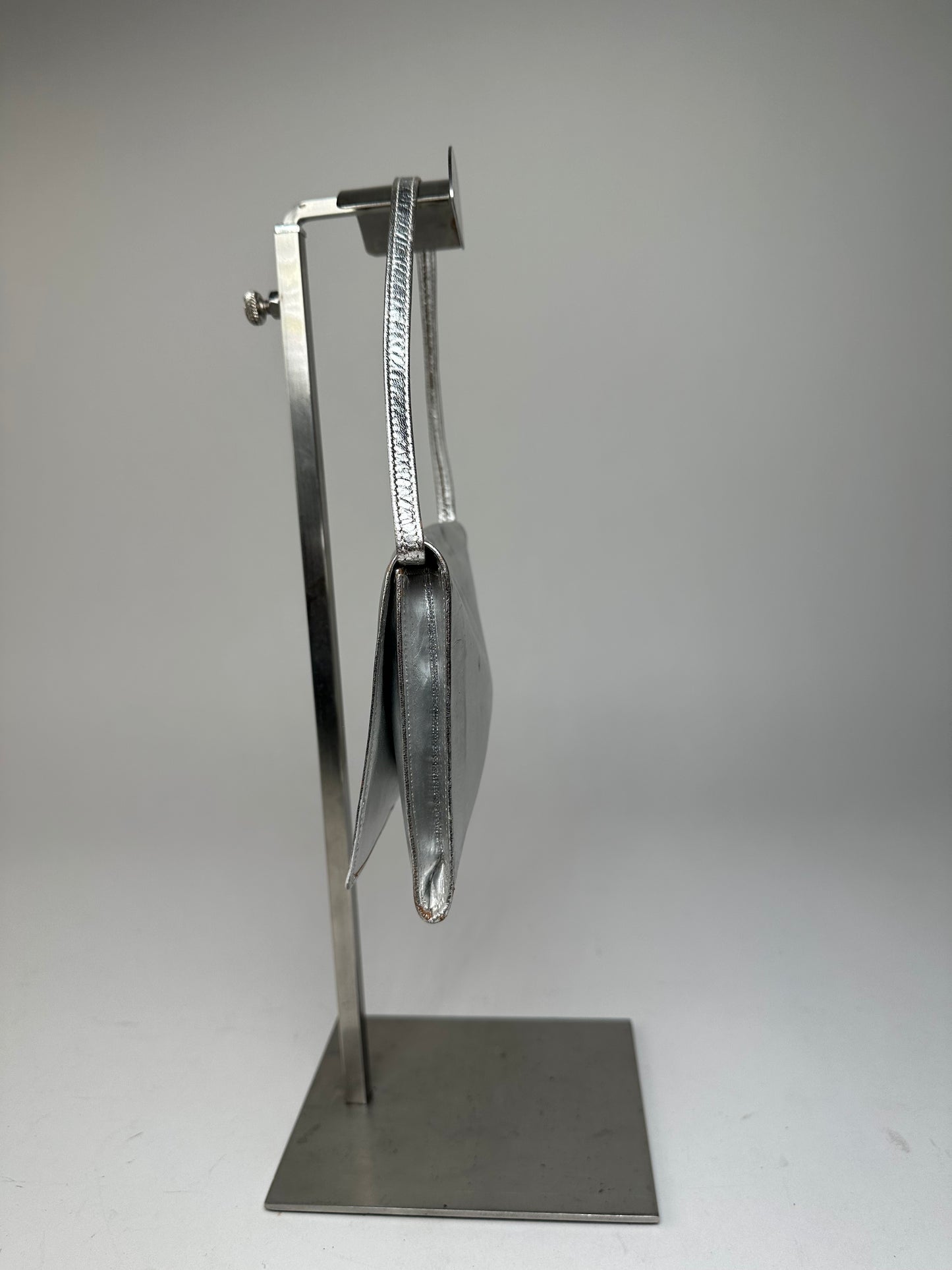Vintage Courreges Leather Baguette Bag Silver
