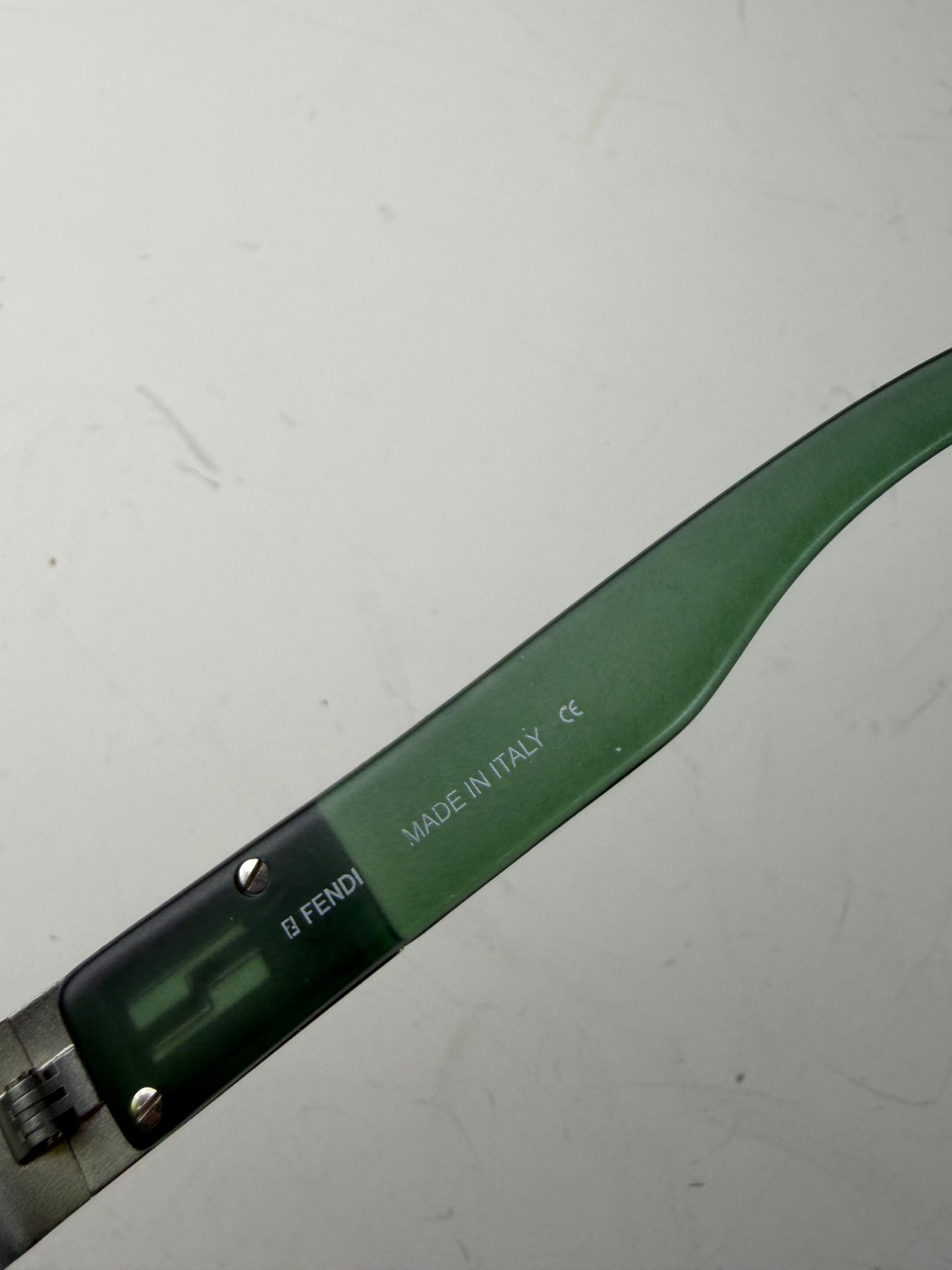 Vintage Fendi Logo Sunglasses Green Yellow Silver