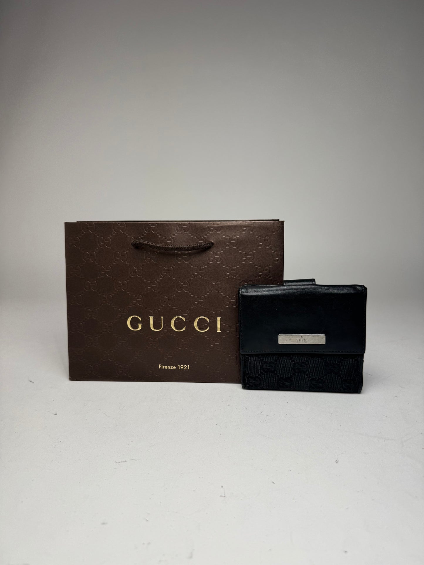Vintage Gucci Leather Monogram Wallet black