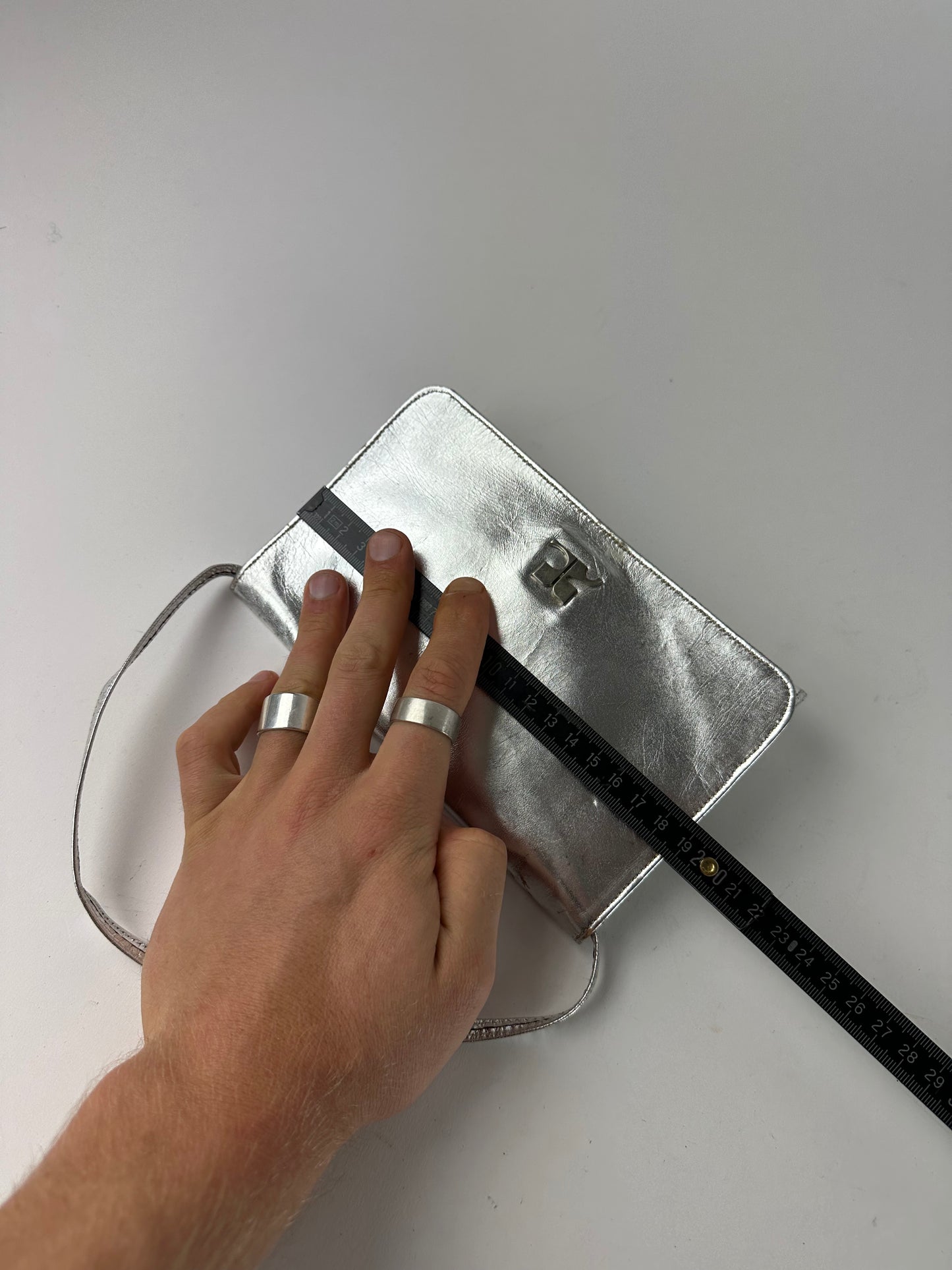 Vintage Courreges Leather Baguette Bag Silver