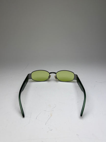 Vintage Fendi Logo Sunglasses Green Yellow Silver