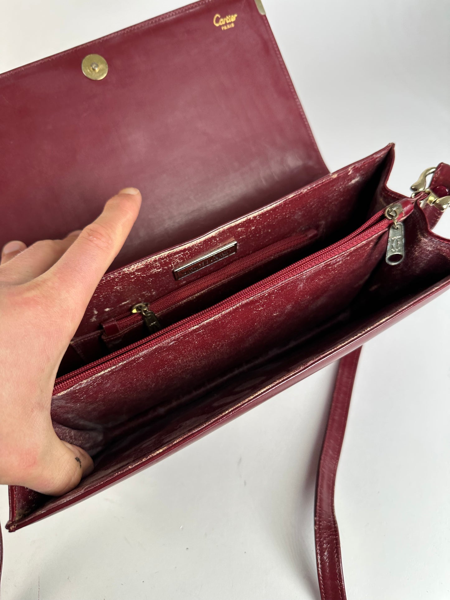 Vintage Cartier Must de Cartier Shoulder Bag Leather Bordeaux