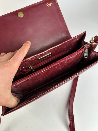 Vintage Cartier Must de Cartier Shoulder Bag Leather Bordeaux