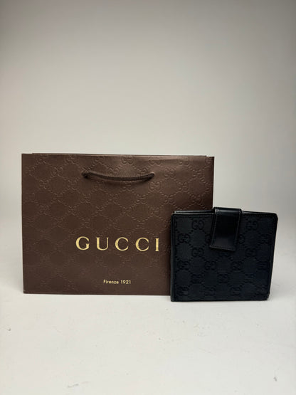 Vintage Gucci Leather Monogram Wallet black