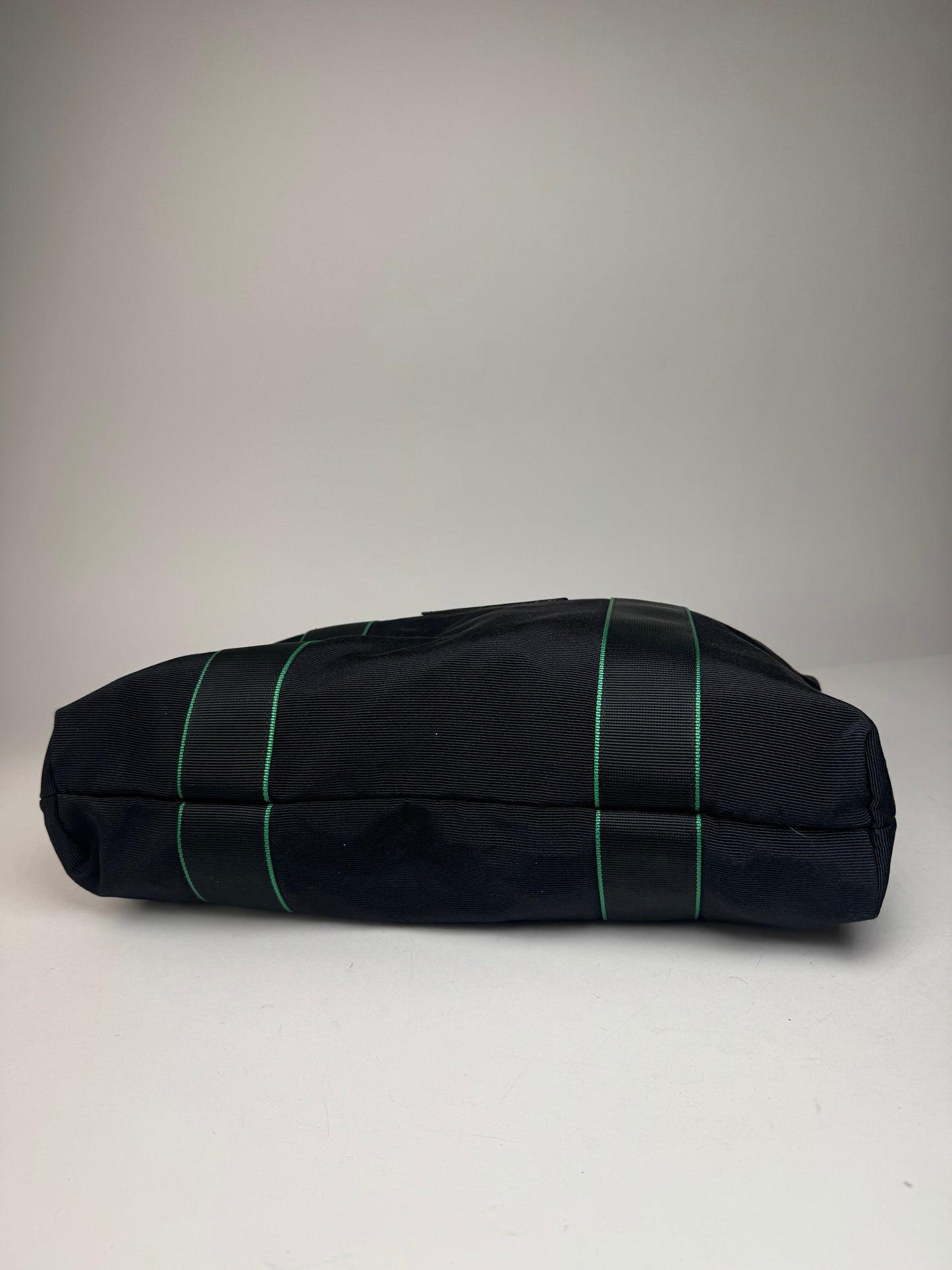 Vintage Issey Miyake Polyester / Leather Tote Bag Black/Green