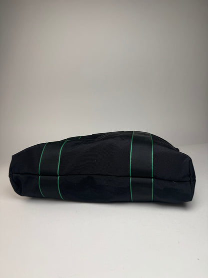 Vintage Issey Miyake Polyester / Leather Tote Bag Black/Green