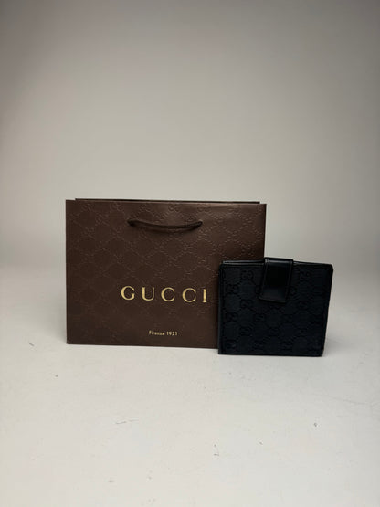 Vintage Gucci Leather Monogram Wallet black