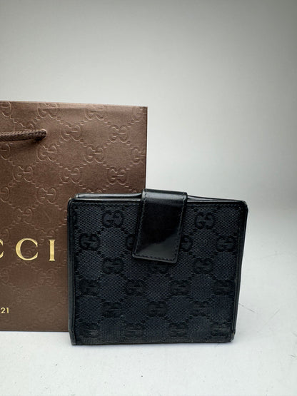 Vintage Gucci Leather Monogram Wallet black