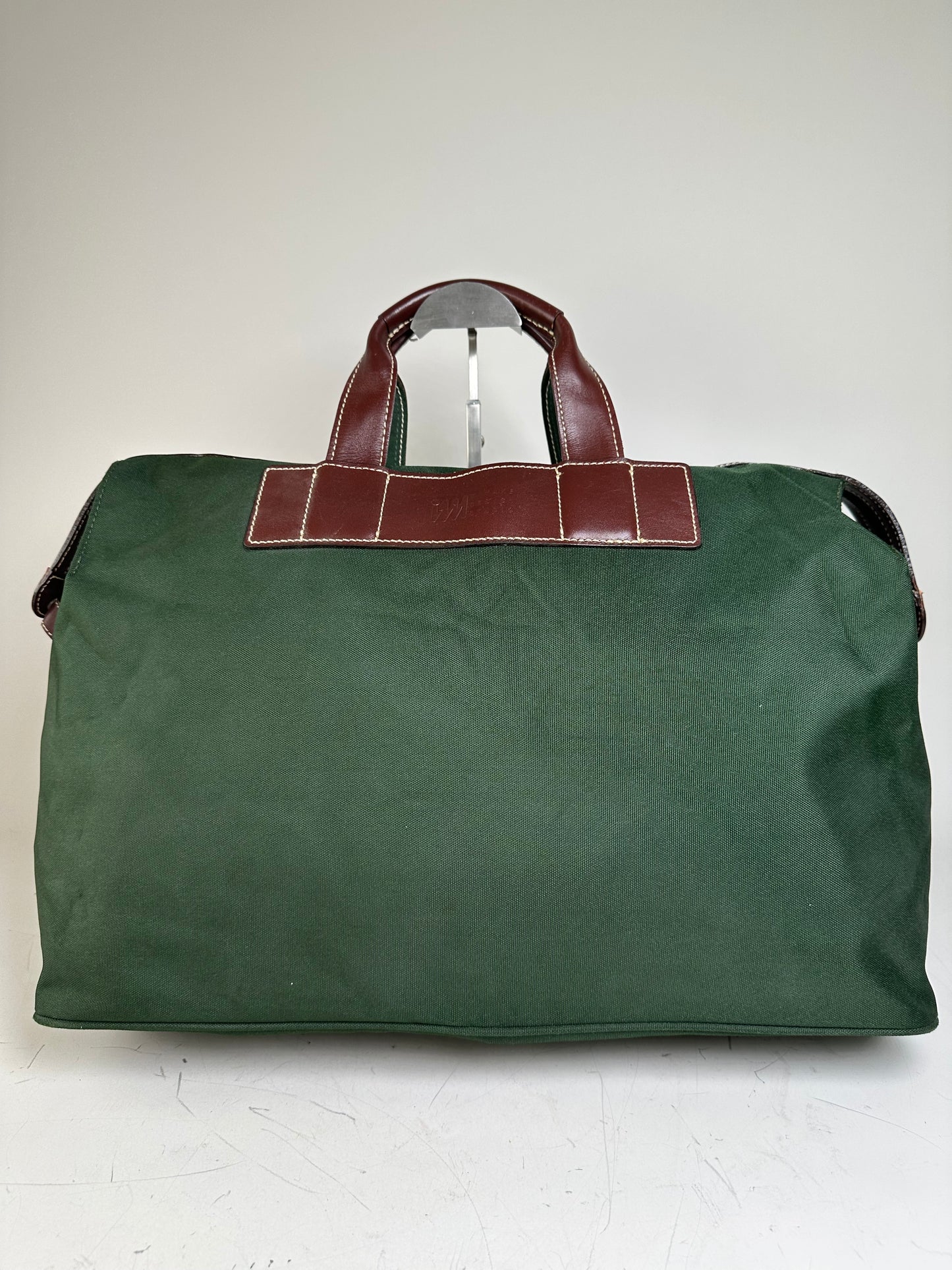 Vintage Issey Miyake Canvas Leather Trim Tote Dark Green Brown