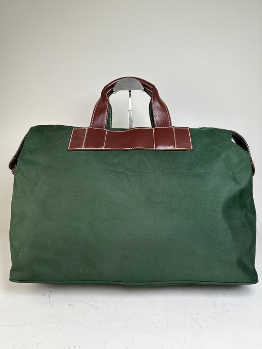 Vintage Issey Miyake Canvas Leather Trim Tote Dark Green Brown