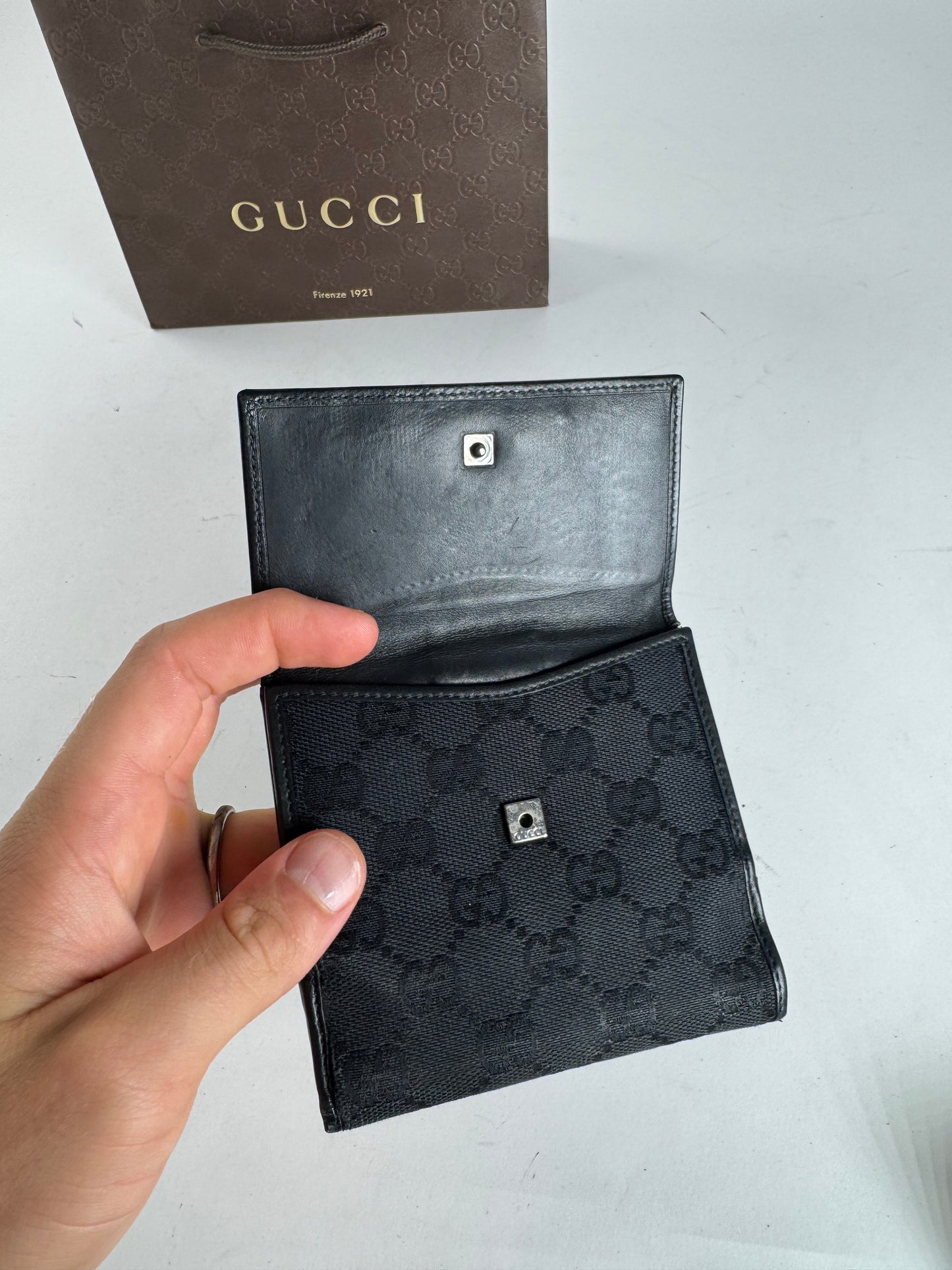 Vintage Gucci Leather Monogram Wallet black