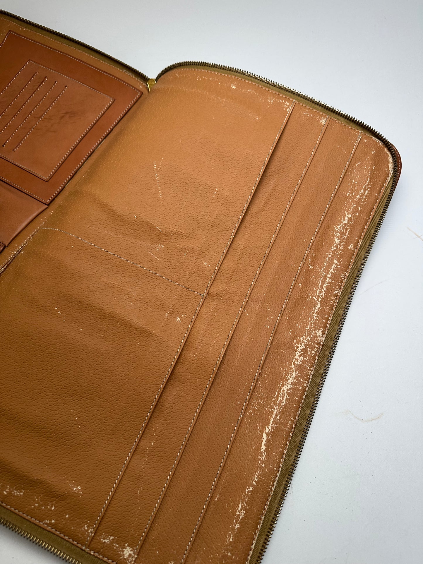 Vintage Celine Paris Triomphe Monogram Leather Clutch Brown