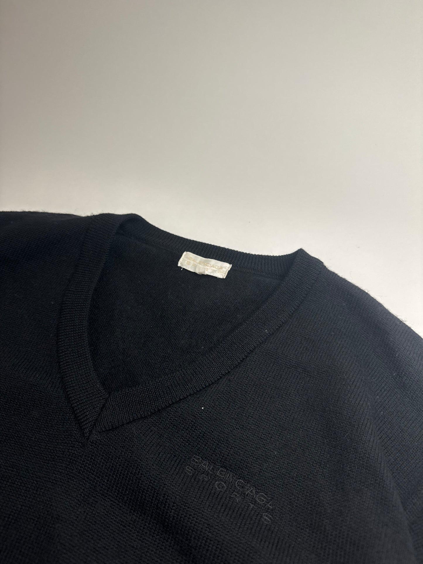 Vintage Balenciaga V-Neck Sweater Black L