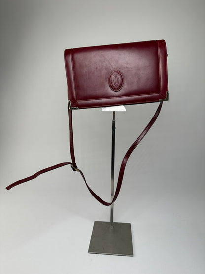 Vintage Cartier Must de Cartier Shoulder Bag Leather Bordeaux