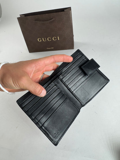 Vintage Gucci Leather Monogram Wallet black