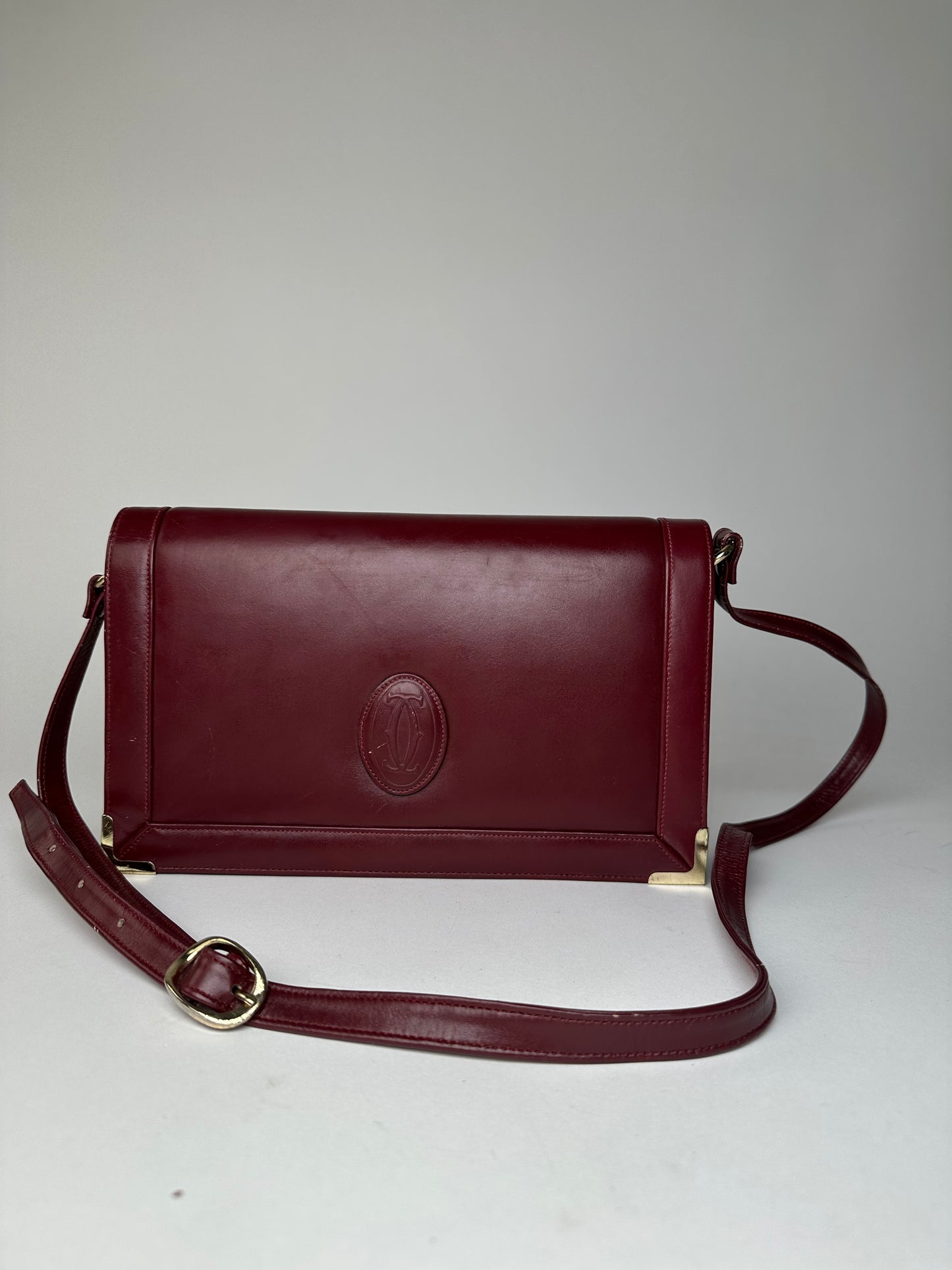 Vintage Cartier Must de Cartier Shoulder Bag Leather Bordeaux