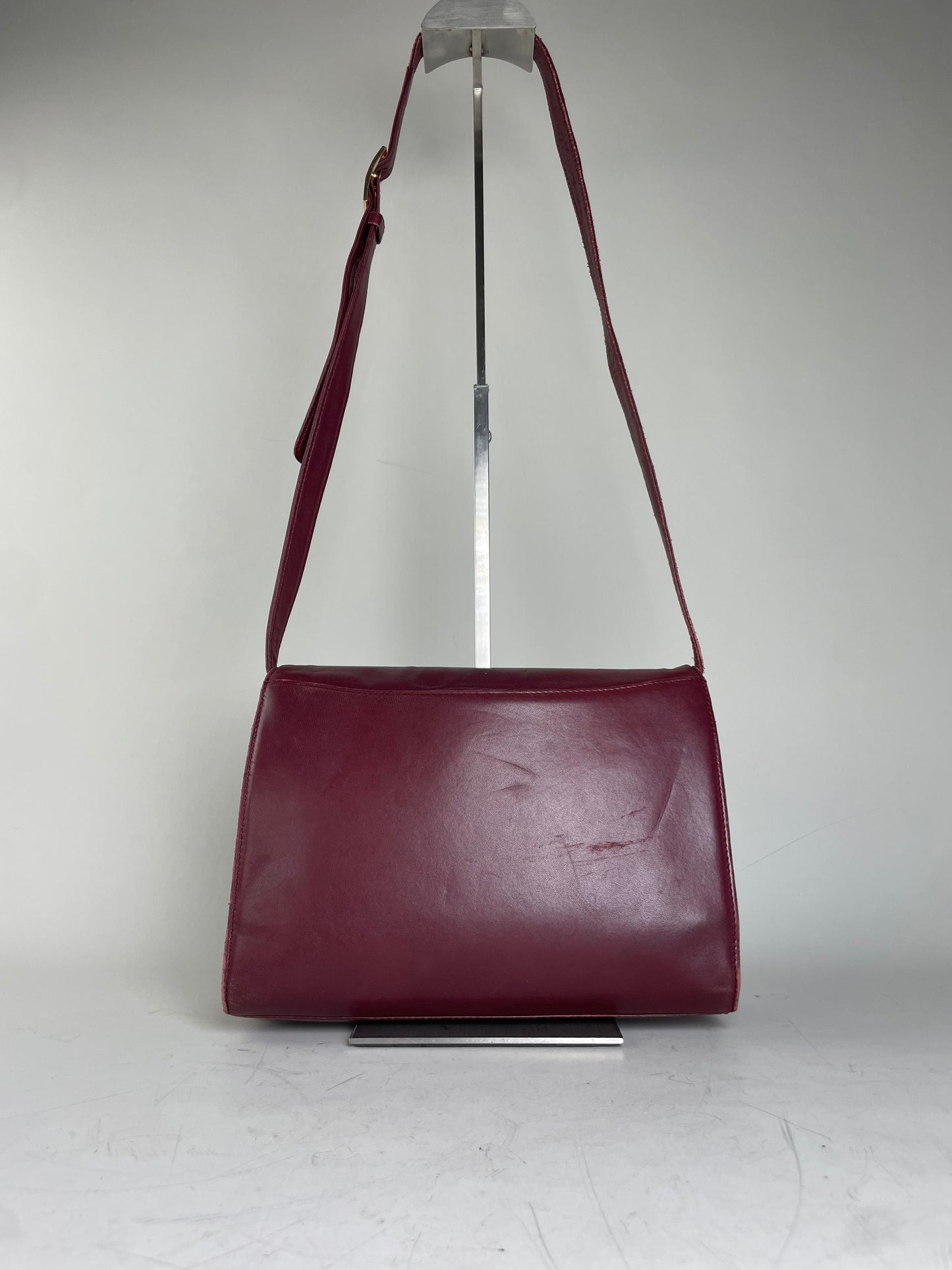 Vintage Givenchy Leather Shoulder Bag Burgundy Gold-tone c. 1998