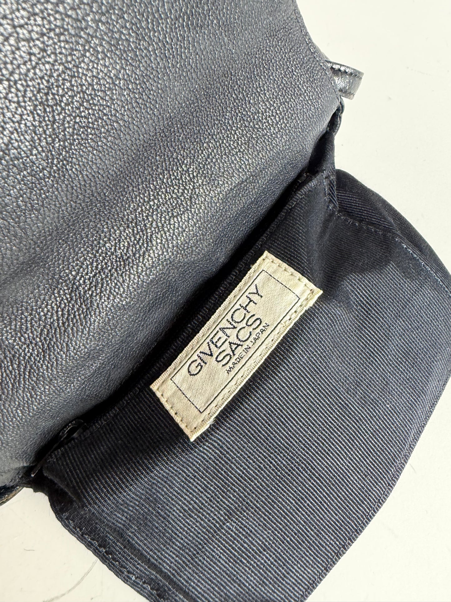 Vintage Givenchy Textured Leather Shoulder Bag Black Gold
