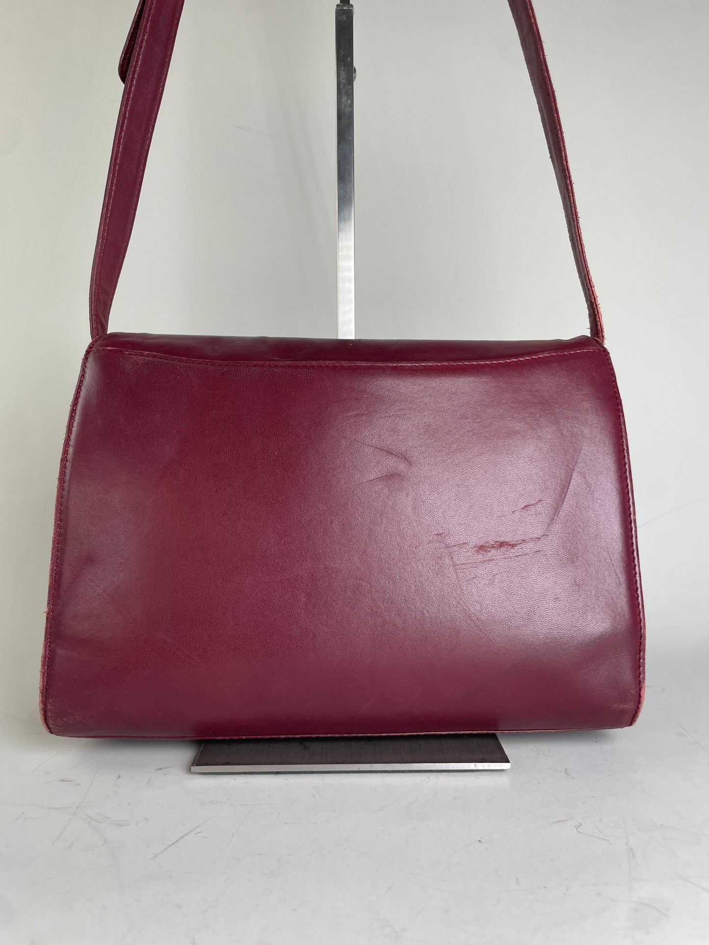 Vintage Givenchy Leather Shoulder Bag Burgundy Gold-tone c. 1998