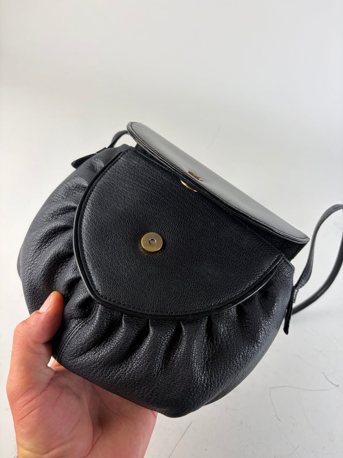 Vintage Givenchy Textured Leather Shoulder Bag Black Gold