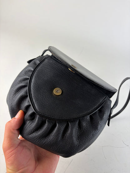 Vintage Givenchy Textured Leather Shoulder Bag Black Gold