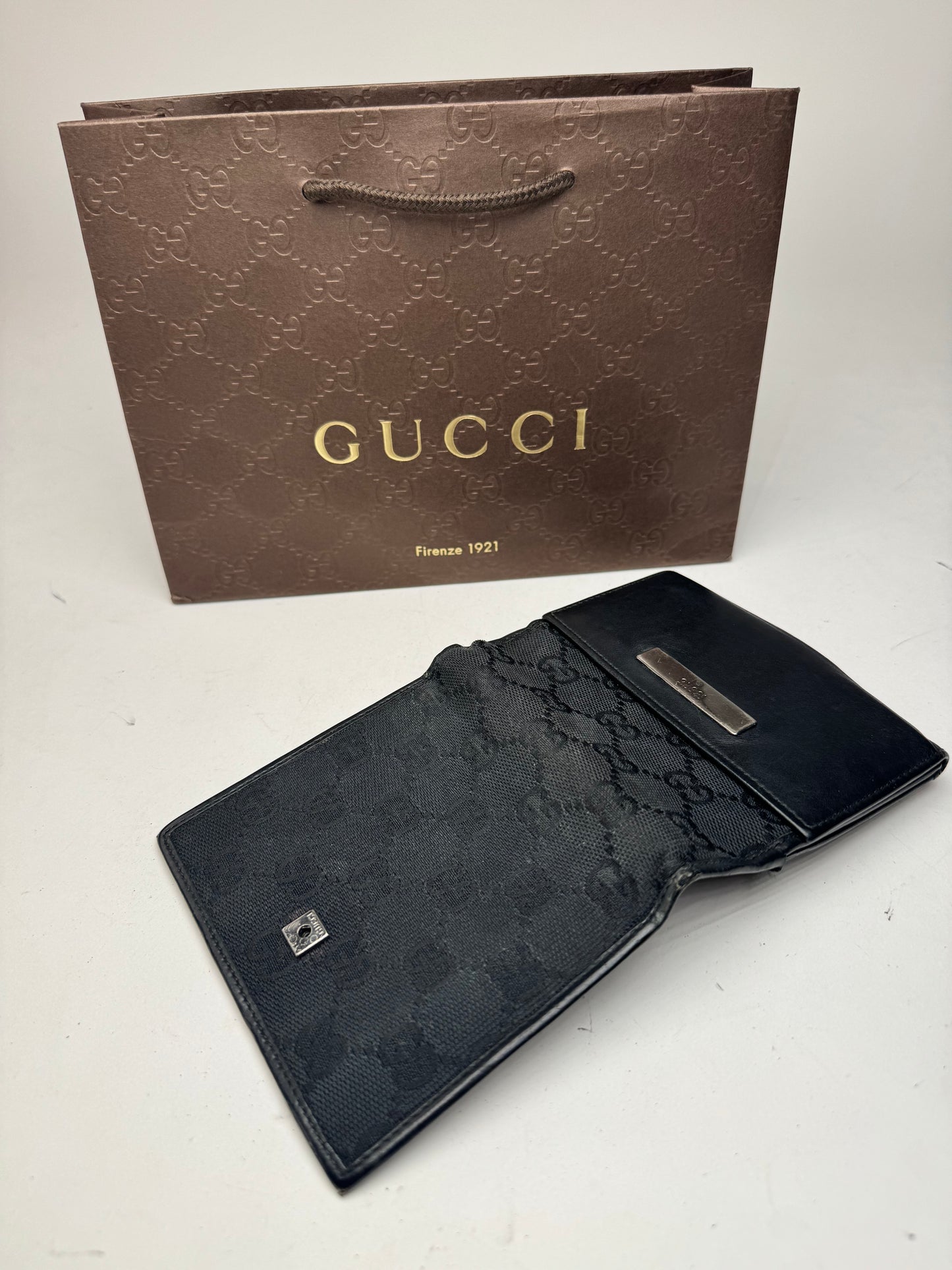 Vintage Gucci Leather Monogram Wallet black