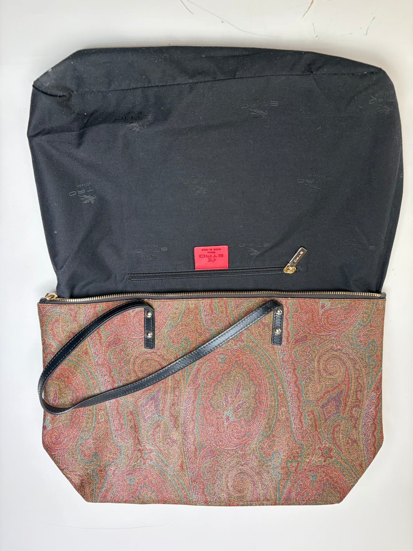 Vintage Etro Paisley Canvas Tote Red Green Gold