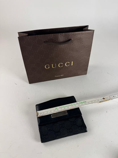 Vintage Gucci Leather Monogram Wallet black