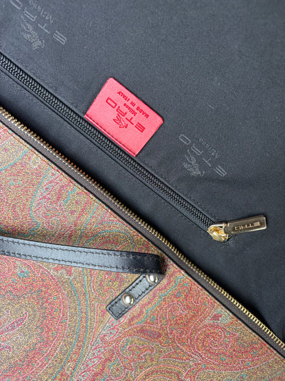 Vintage Etro Paisley Canvas Tote Red Green Gold