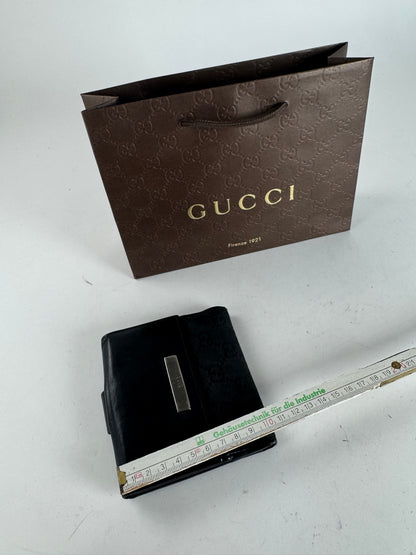 Vintage Gucci Leather Monogram Wallet black