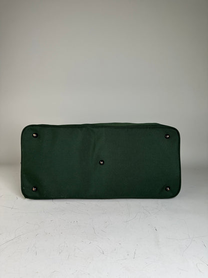 Vintage Issey Miyake Canvas Leather Trim Tote Dark Green Brown