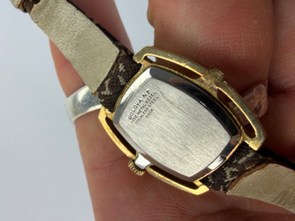Vintage Dior Oblique Canvas Strap Watch c. Late 1970s Gold Brown