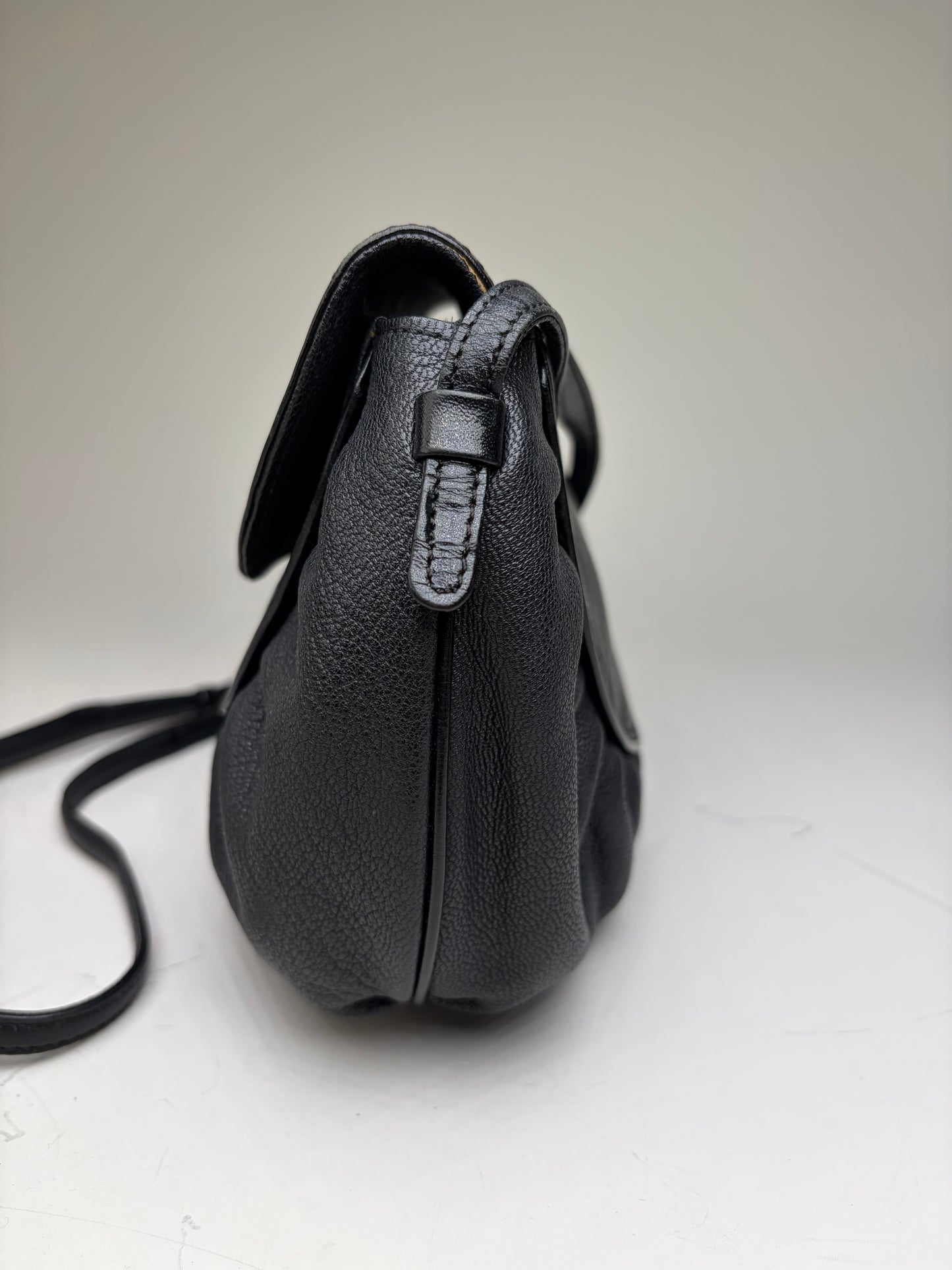Vintage Givenchy Textured Leather Shoulder Bag Black Gold