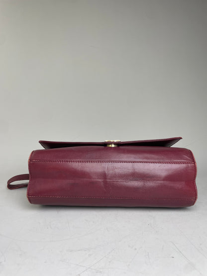 Vintage Givenchy Leather Shoulder Bag Burgundy Gold-tone c. 1998