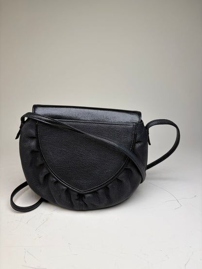 Vintage Givenchy Textured Leather Shoulder Bag Black Gold