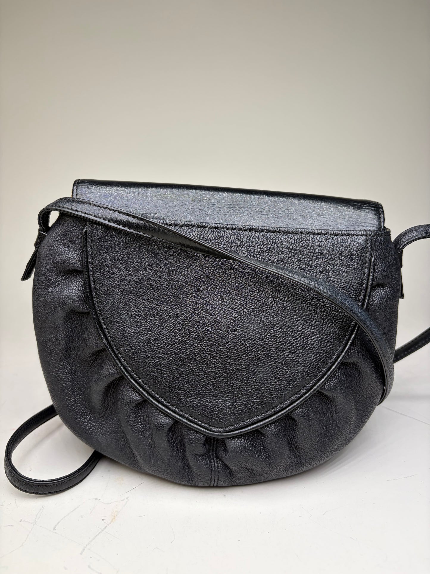 Vintage Givenchy Textured Leather Shoulder Bag Black Gold