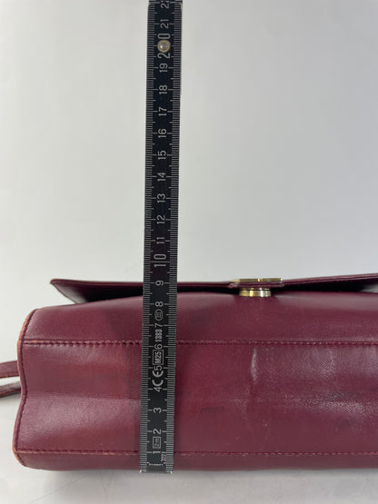 Vintage Givenchy Leather Shoulder Bag Burgundy Gold-tone c. 1998