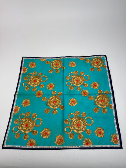 Vintage Celine Barocke Scarf turquiose Gold