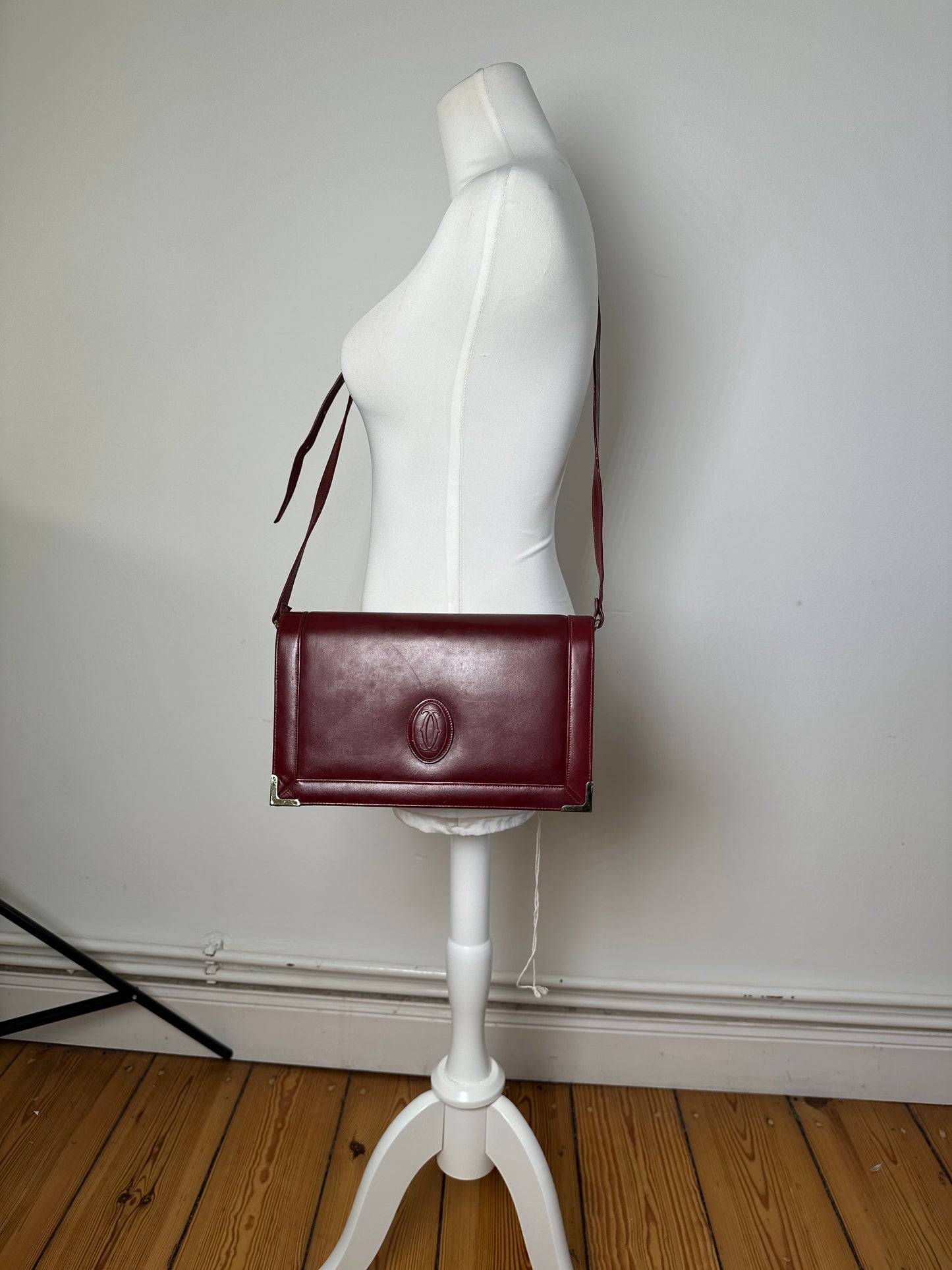 Vintage Cartier Must de Cartier Shoulder Bag Leather Bordeaux