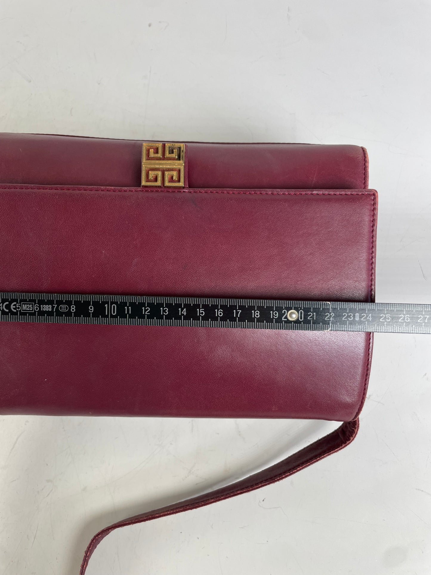 Vintage Givenchy Leather Shoulder Bag Burgundy Gold-tone c. 1998
