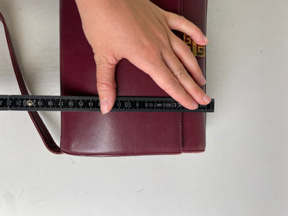 Vintage Givenchy Leather Shoulder Bag Burgundy Gold-tone c. 1998