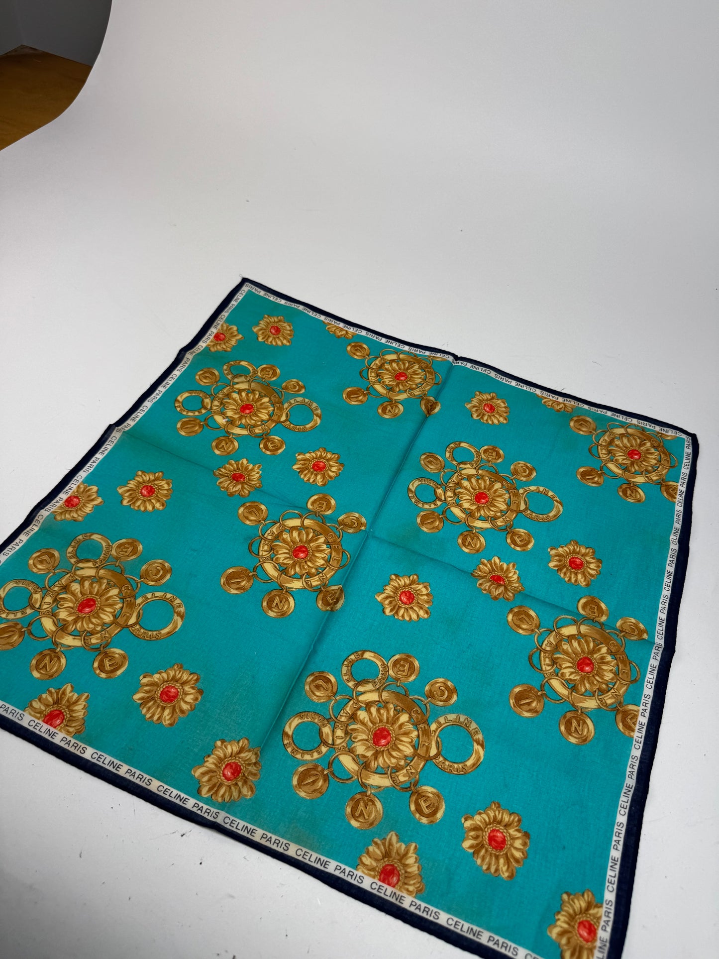 Vintage Celine Barocke Scarf turquiose Gold